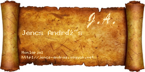 Jencs András névjegykártya